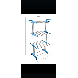 ose stainless steel 4-tier clothes drying stand foldable laundry rack indoor outdoor balcony space saver blue