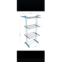 OSE Stainless Steel 4-Tier Clothes Drying Stand, Foldable Laundry Rack, Indoor Outdoor Balcony Space Saver, Blue