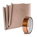 PTFE Teflon Sheet 16 x 24 and 1 Roll 25mm/1inch X 33m Heat Tape for Sublimation,Heat Resistant Tape, Non Stick Paper Reusable Craft Mat, Protects Iron, Heat Press Machines (10 Sheet + 1 Tape)