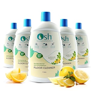 osh floor cleaner  99 natural amp plant derived  works on all surfaces  goodness of basil neem amp turmeric allergen free basil amp citrus fragrance  1000ml - pack of 5