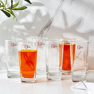 european premium highball waterjuice glasses set of 6-300ml transparent crystal long square plaza tumbler glass 