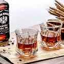 European Premium Stylish Whisky Glasses Set of 6-310ml, Transparent Round Shape Twist Design Whiskey Glass (Heavy Base Glasses for Tableware Guest)