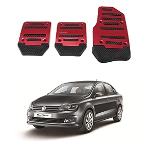 oshotto 3 pcs non-slip manual cs-08 car pedals kit sports pad covers set compatible with volkswagen vento black