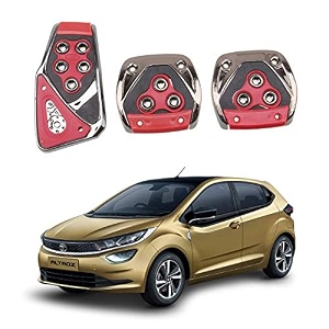 oshotto 3 pcs non-slip manual cs-375 car pedals kit pad covers set compatible with tata altroz red