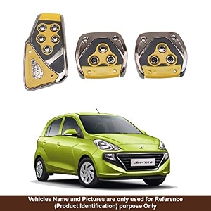 oshotto 3 pcs non-slip manual cs-375 car pedals kit pad covers set compatible with hyundai new santro 2018-2026 yellow