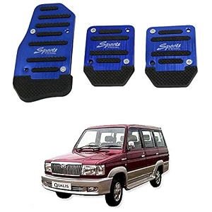oshotto 3 pcs non-slip manual cs-373 car pedals kit sports pad covers set compatible with toyota qualis blue