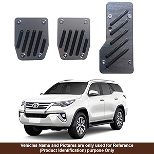 oshotto 3 pcs non-slip manual cs-08 car pedals kit sports pad covers set compatible with toyota fortuner old black