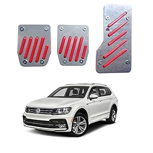 oshotto 3 pcs non-slip manual cs-320 car pedals kit pad covers set compatible with volkswagen tiguan red