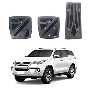 oshotto 3 pcs non-slip manual cs-048 car pedals kit pad covers set compatible with toyota fortuner old grey