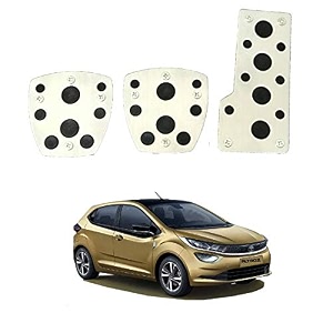 oshotto 3 pcs non-slip manual cs-08 car pedals kit sports pad covers set compatible with tata altroz black