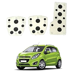 oshotto 3 pcs non-slip manual cs-08 car pedals kit sports pad covers set compatible with chevrolet beat black
