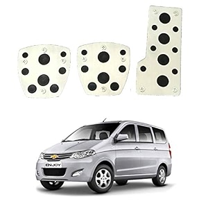 oshotto 3 pcs non-slip manual cs-08 car pedals kit sports pad covers set compatible with chevrolet enjoy black