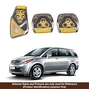 oshotto 3 pcs non-slip manual cs-375 car pedals kit pad covers set compatible with tata aria yellow