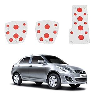 oshotto 3 pcs non-slip manual cs-08 car pedals kit sports pad covers set compatible with maruti suzuki swift dzire old 2008-2016 red