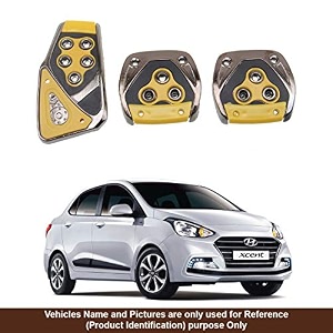 oshotto 3 pcs non-slip manual cs-375 car pedals kit pad covers set compatible with hyundai xcent yellow