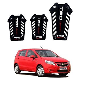 oshotto 3 pcs non-slip manual cs-08 car pedals kit sports pad covers set compatible with chevrolet uva olduva sail black
