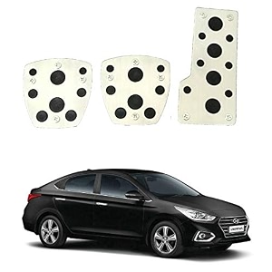 oshotto 3 pcs non-slip manual cs-08 car pedals kit sports pad covers set compatible with hyundai verna old black