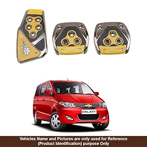 oshotto 3 pcs non-slip manual cs-375 car pedals kit pad covers set compatible with chevrolet enjoy yellow