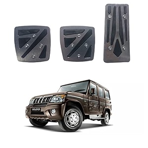 oshotto 3 pcs non-slip manual cs-048 car pedals kit pad covers set compatible with mahindra bolero grey