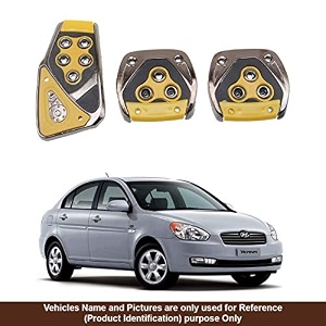 oshotto 3 pcs non-slip manual cs-375 car pedals kit pad covers set compatible with hyundai verna old yellow