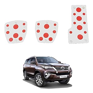 oshotto 3 pcs non-slip manual cs-08 car pedals kit sports pad covers set compatible with toyota fortuner old red
