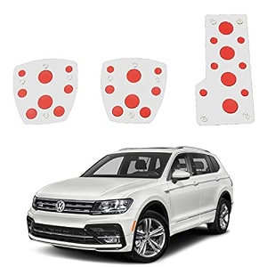oshotto 3 pcs non-slip manual cs-08 car pedals kit sports pad covers set compatible with volkswagen tiguan red