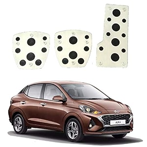 oshotto 3 pcs non-slip manual cs-08 car pedals kit sports pad covers set compatible with hyundai aura black