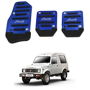 oshotto 3 pcs non-slip manual cs-373 car pedals kit sports pad covers set compatible with maruti suzuki gypsy blue