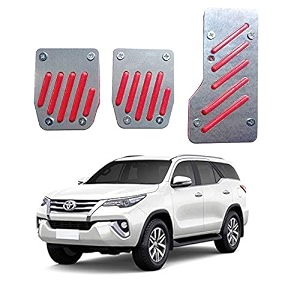 oshotto 3 pcs non-slip manual cs-320 car pedals kit pad covers set compatible with toyota fortuner old red