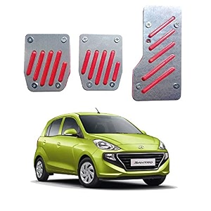 oshotto 3 pcs non-slip manual cs-320 car pedals kit pad covers set compatible with hyundai new santro 2018-2026 red