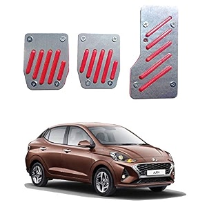 oshotto 3 pcs non-slip manual cs-320 car pedals kit pad covers set compatible with hyundai aura red