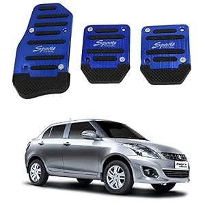 oshotto 3 pcs non-slip manual cs-373 car pedals kit sports pad covers set compatible with maruti suzuki swift dzire old 2008-2016 blue