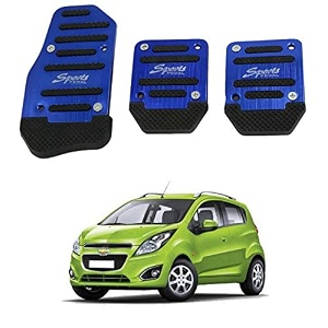 oshotto 3 pcs non-slip manual cs-373 car pedals kit sports pad covers set compatible with chevrolet beat blue