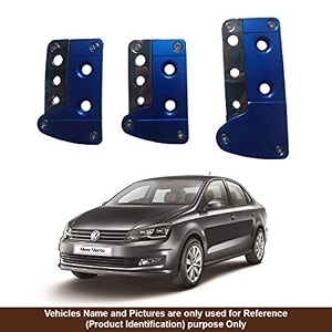 oshotto 3 pcs non-slip manual cs-036 car pedals kit pad covers set compatible with volkswagen vento blue