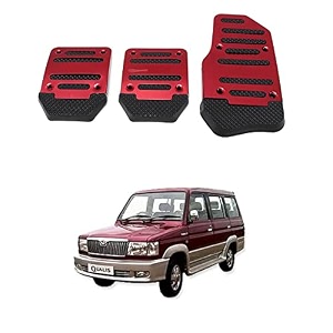 oshotto 3 pcs non-slip manual cs-08 car pedals kit sports pad covers set compatible with toyota qualis black