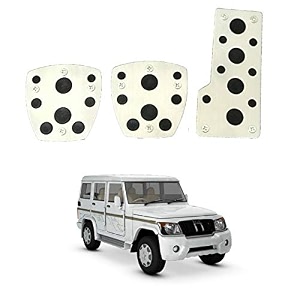 oshotto 3 pcs non-slip manual cs-08 car pedals kit sports pad covers set compatible with mahindra bolero black
