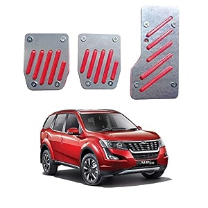 oshotto 3 pcs non-slip manual cs-320 car pedals kit pad covers set compatible with mahindra xuv-500 red