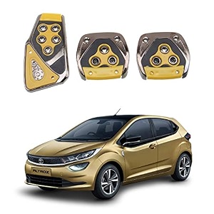 oshotto 3 pcs non-slip manual cs-375 car pedals kit pad covers set compatible with tata altroz yellow