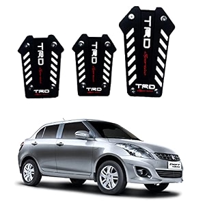 oshotto 3 pcs non-slip manual cs-08 car pedals kit sports pad covers set compatible with maruti suzuki swift dzire old 2008-2016 black