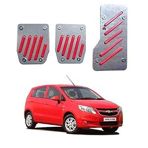 oshotto 3 pcs non-slip manual cs-320 car pedals kit pad covers set compatible with chevrolet uva olduva sail red