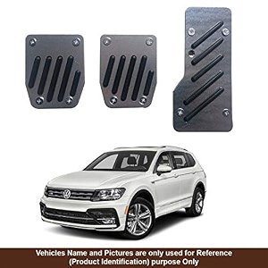 oshotto 3 pcs non-slip manual cs-08 car pedals kit sports pad covers set compatible with volkswagen tiguan black