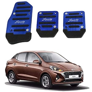oshotto 3 pcs non-slip manual cs-373 car pedals kit sports pad covers set compatible with hyundai aura blue
