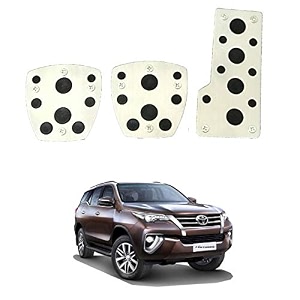 oshotto 3 pcs non-slip manual cs-08 car pedals kit sports pad covers set compatible with toyota fortuner old black
