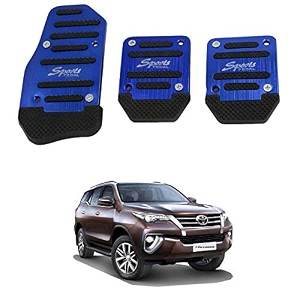 oshotto 3 pcs non-slip manual cs-373 car pedals kit sports pad covers set compatible with toyota fortuner old blue