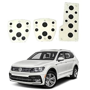 oshotto 3 pcs non-slip manual cs-08 car pedals kit sports pad covers set compatible with volkswagen tiguan black