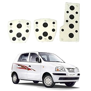 oshotto 3 pcs non-slip manual cs-08 car pedals kit sports pad covers set compatible with hyundai new santro 2018-2026 black