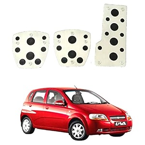 oshotto 3 pcs non-slip manual cs-08 car pedals kit sports pad covers set compatible with chevrolet uva olduva sail black