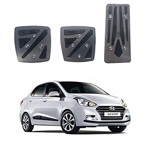 oshotto 3 pcs non-slip manual cs-048 car pedals kit pad covers set compatible with hyundai xcent grey
