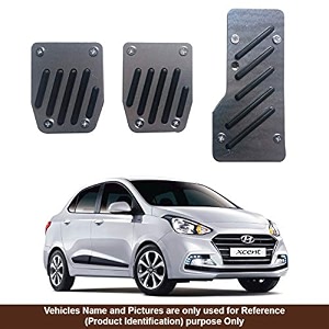 oshotto 3 pcs non-slip manual cs-08 car pedals kit sports pad covers set compatible with hyundai xcent black