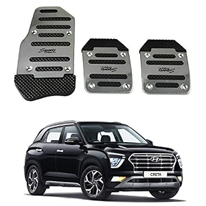 oshotto 3 pcs non-slip manual cs-375 car pedals kit pad covers set compatible with hyundai creta 2015-2019 grey
